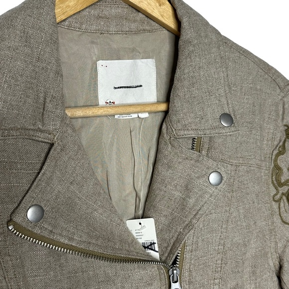 NWT Anthropologie Tessa Embroidered Boyfriend Jacket tan xs - Picture 10 of 16